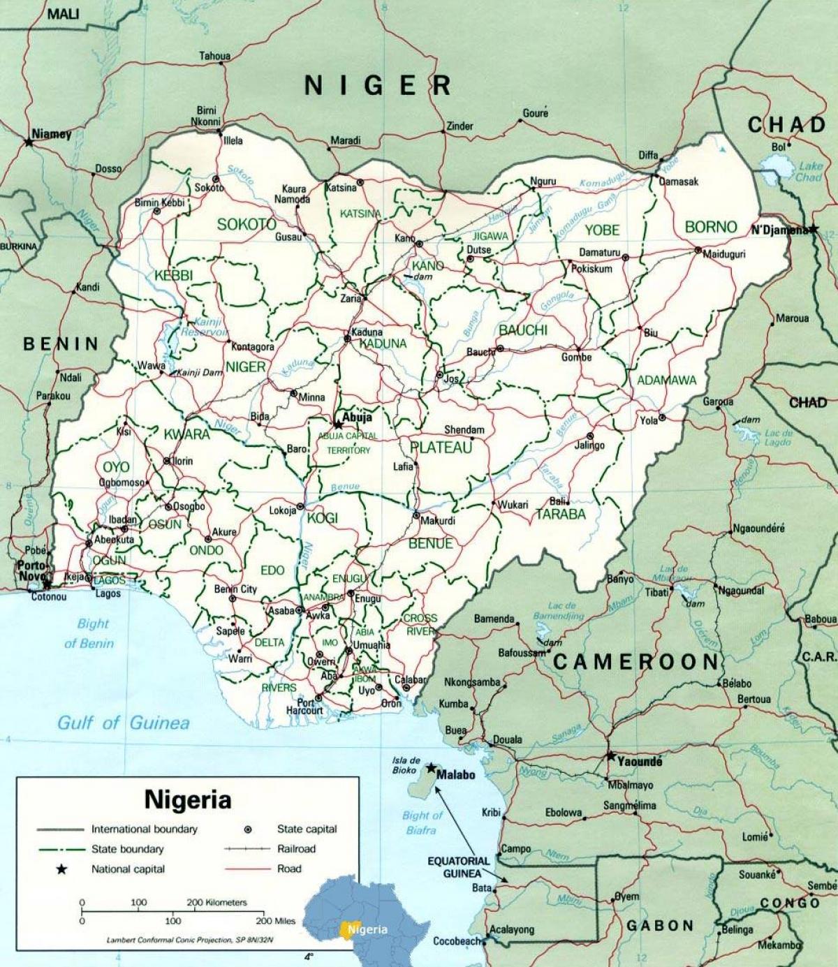 lagos, nigeria afrikako mapa