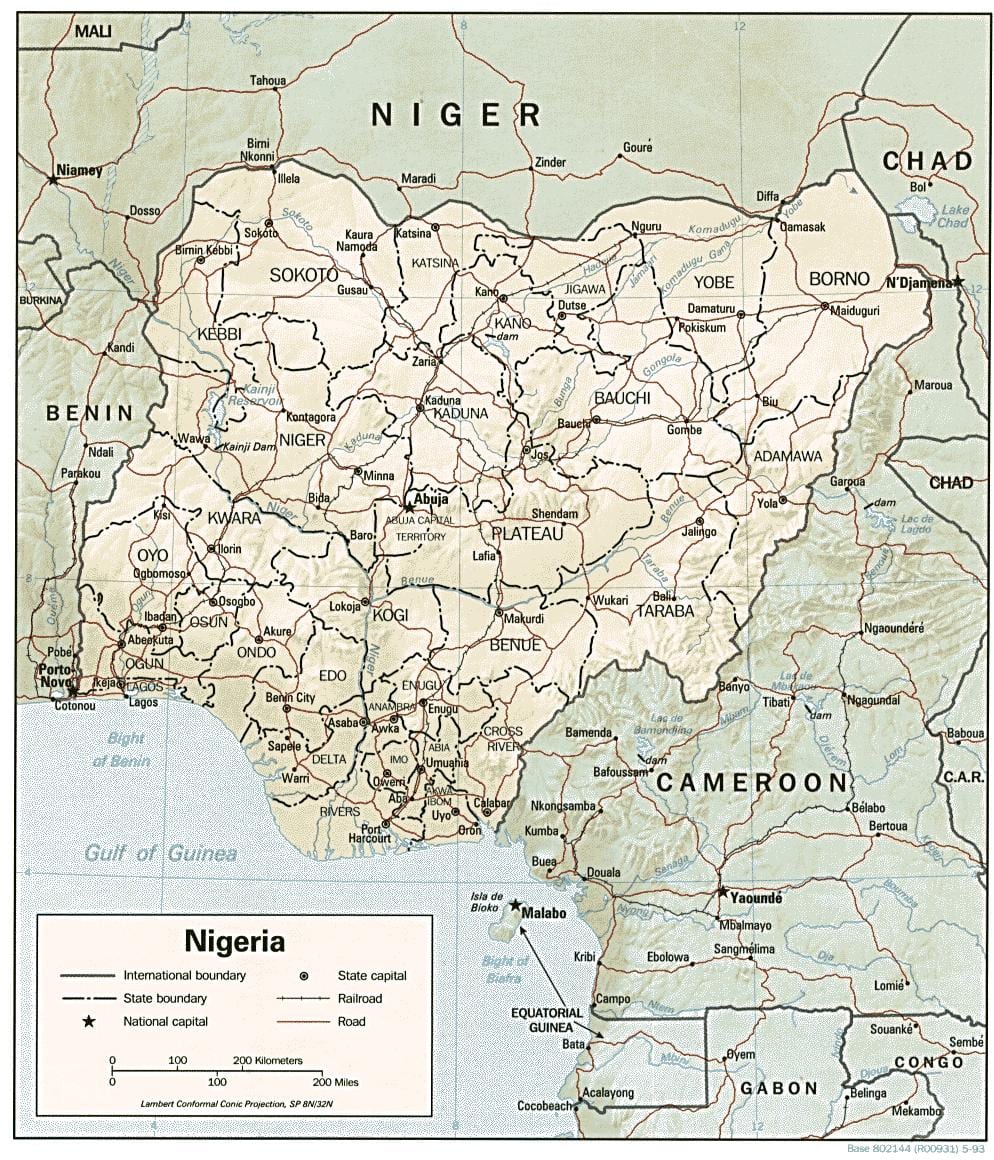 Mapa latitudea longitudea nigeria