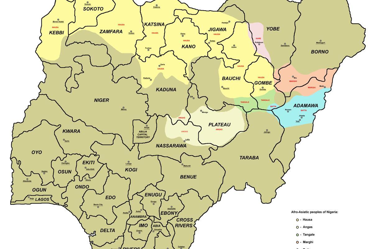 mapa nigeria batera 36 states