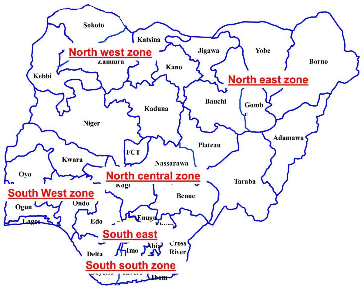 mapa nigeria erakutsiz 36 states