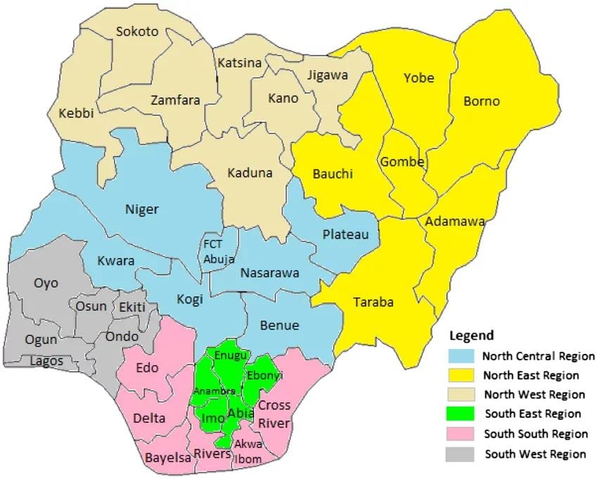 Mapa nigeria erakutsiz geopolitiko tokiak
