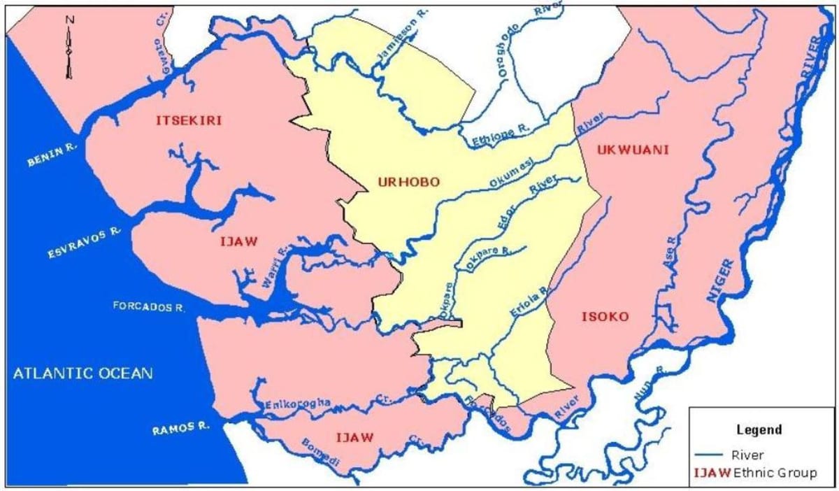 mapa nigeria nagusiak erakusten ibaiak