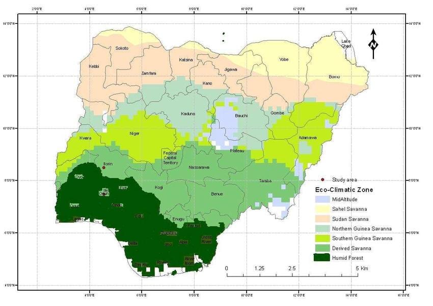 Mapa nigeria erakutsiz klima-zona
