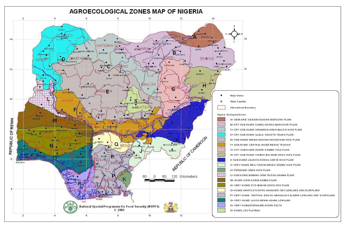 mapa nigeria erakutsiz desberdinak landaretza tokiak