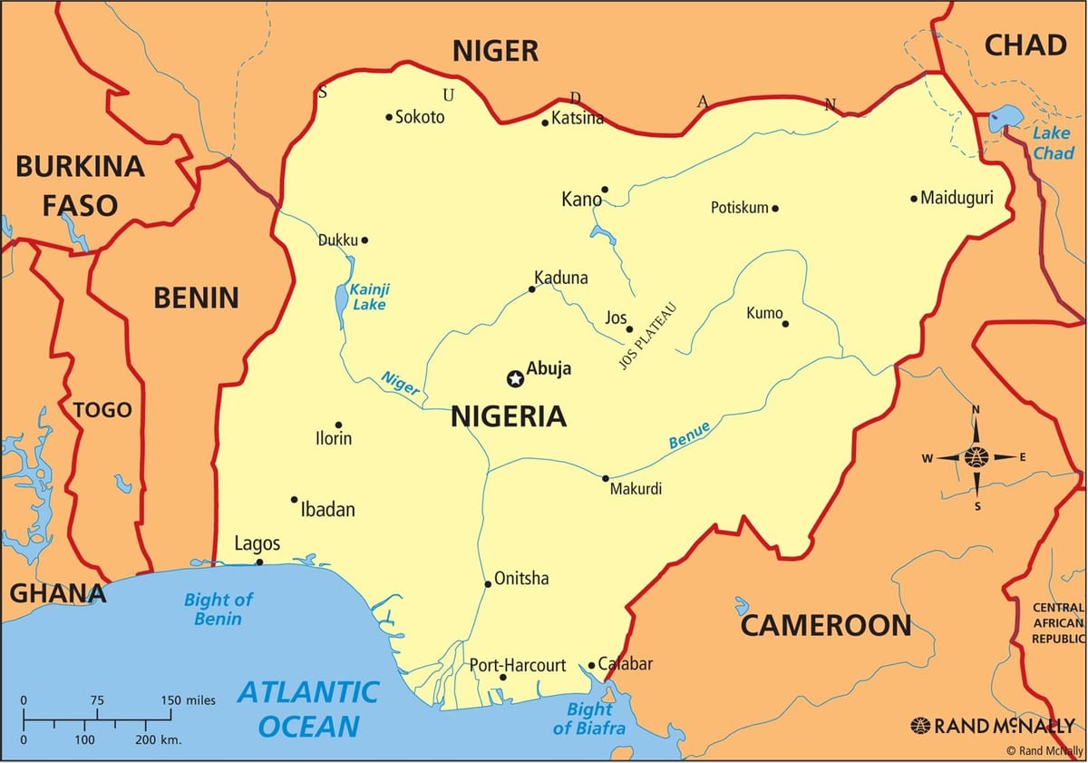 mapa nigeria erakutsiz niger ibaiaren eta benue