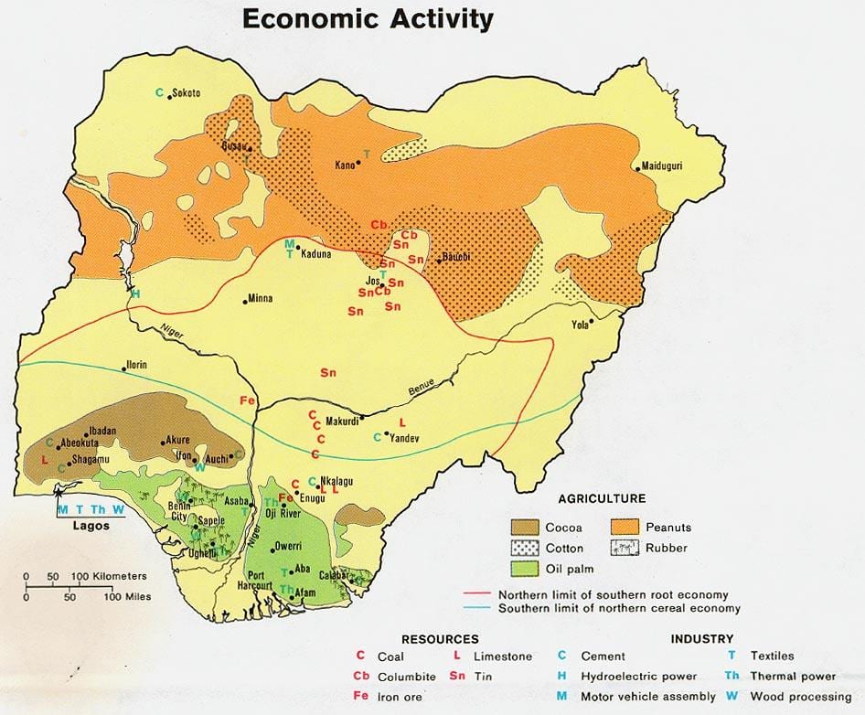 Mapa nekazaritza nigeria
