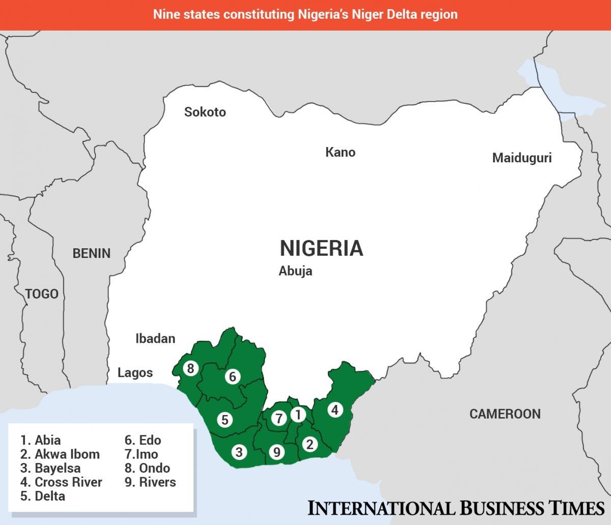 Mapa niger delta mapa nigeria
