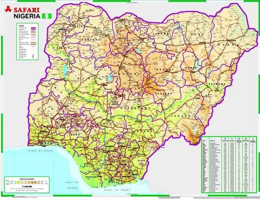 Mapa nigeria errepide distantzia