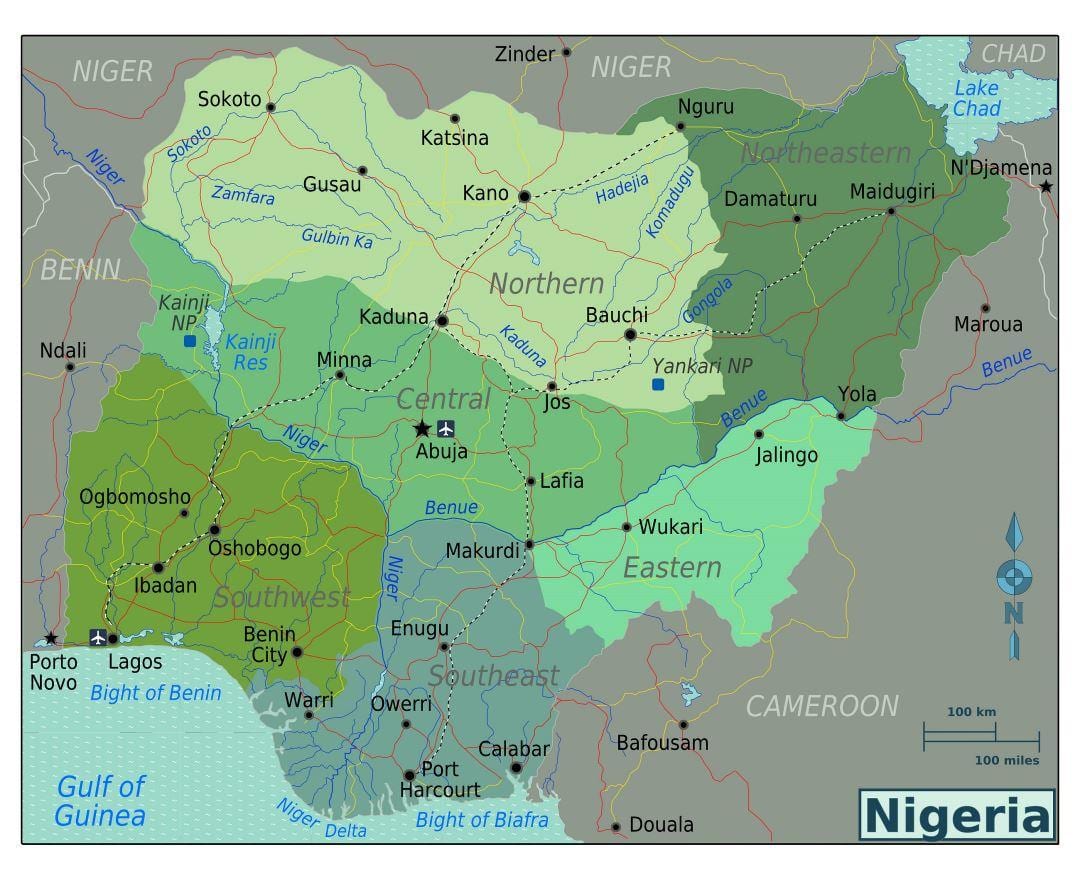 nigeria eskualdeko mapa