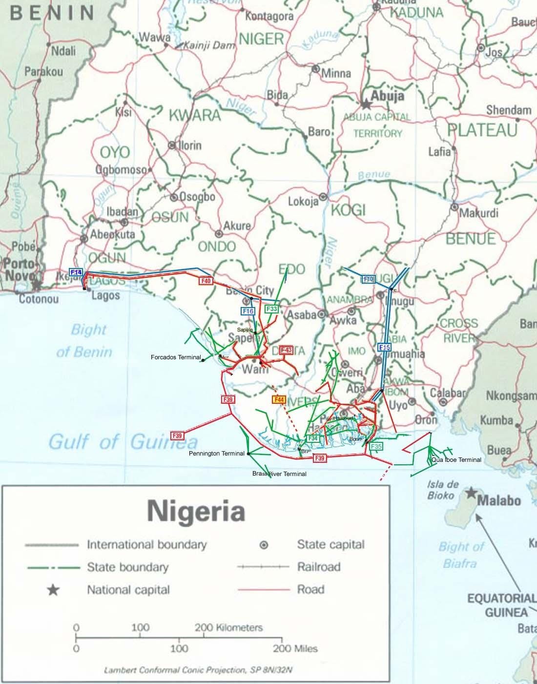 Mapa nigeria gasbide 