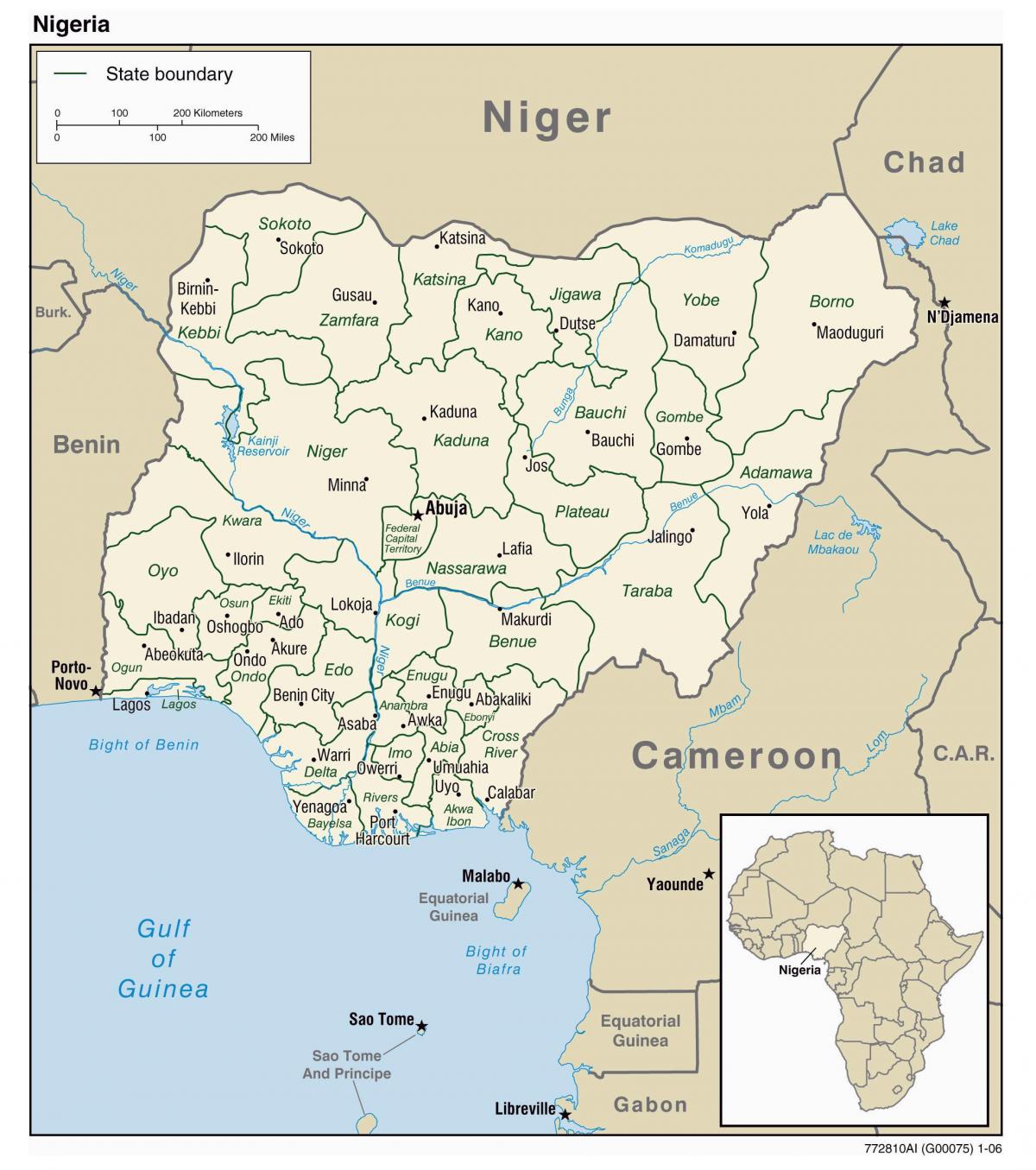 mapa nigeria dituzten hiriak