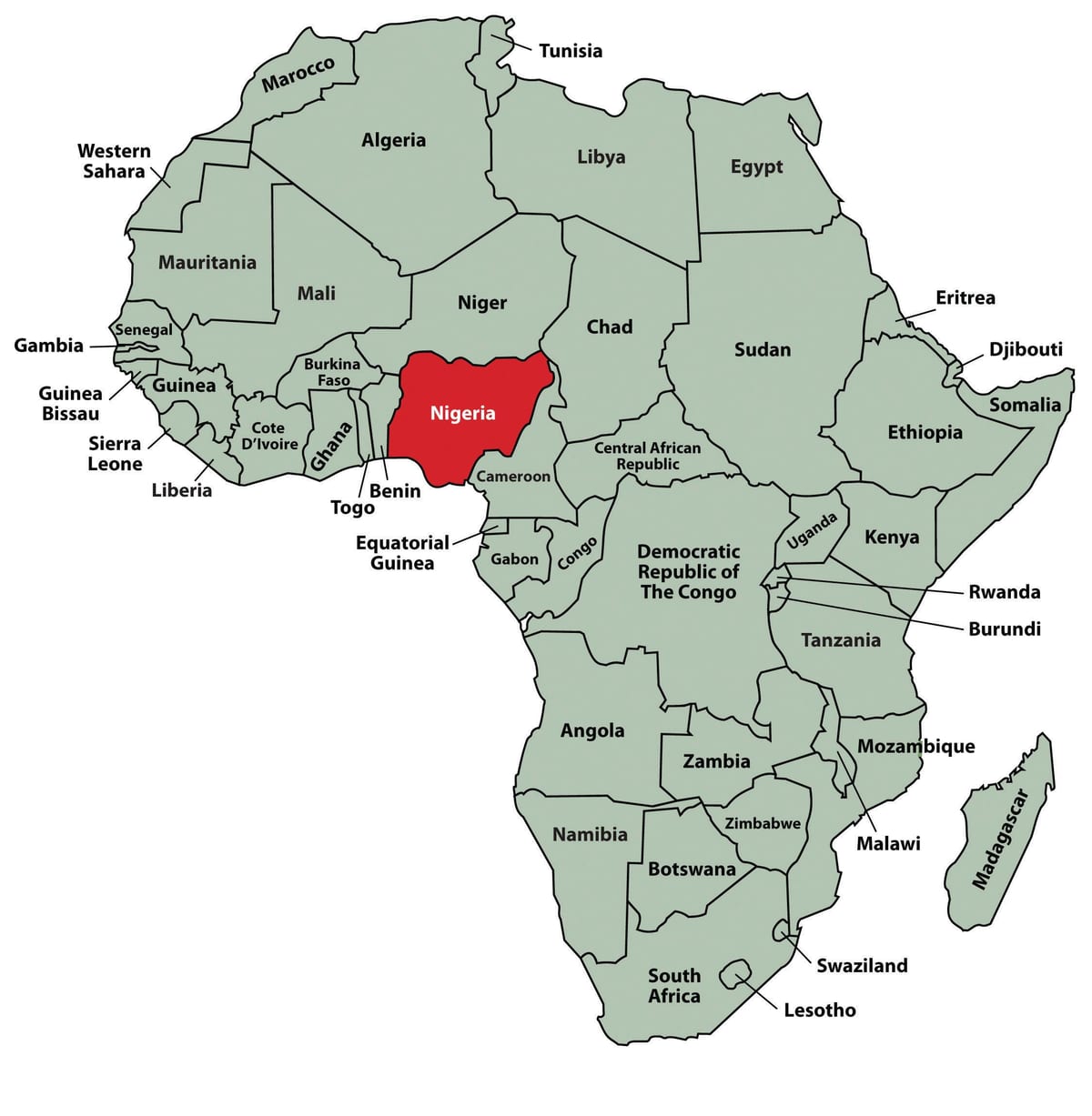 Mapa nigeria kokapena afrikan