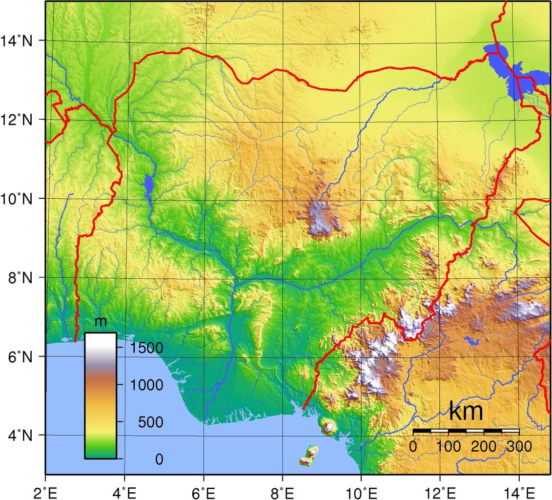 Mapa nigeria topografikoak