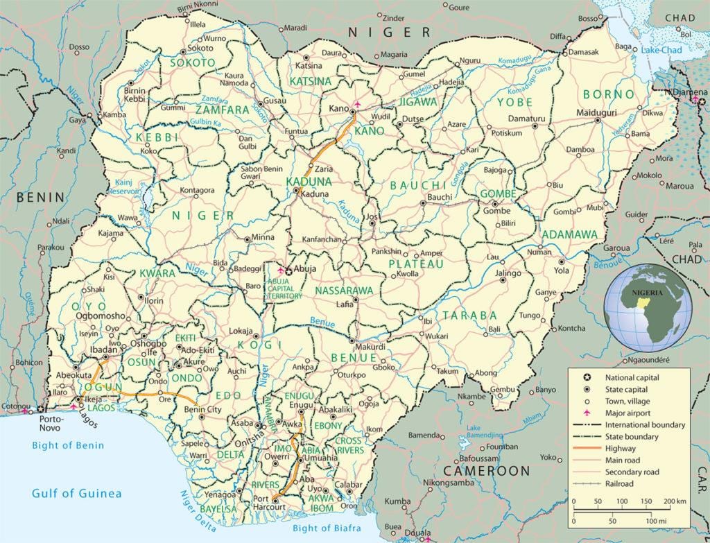 mapa nigeria erakutsiz estatu eta hiriburuen
