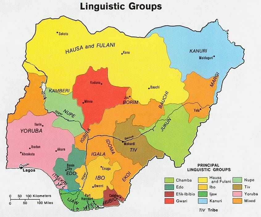 mapa nigeria erakutsiz talde etniko