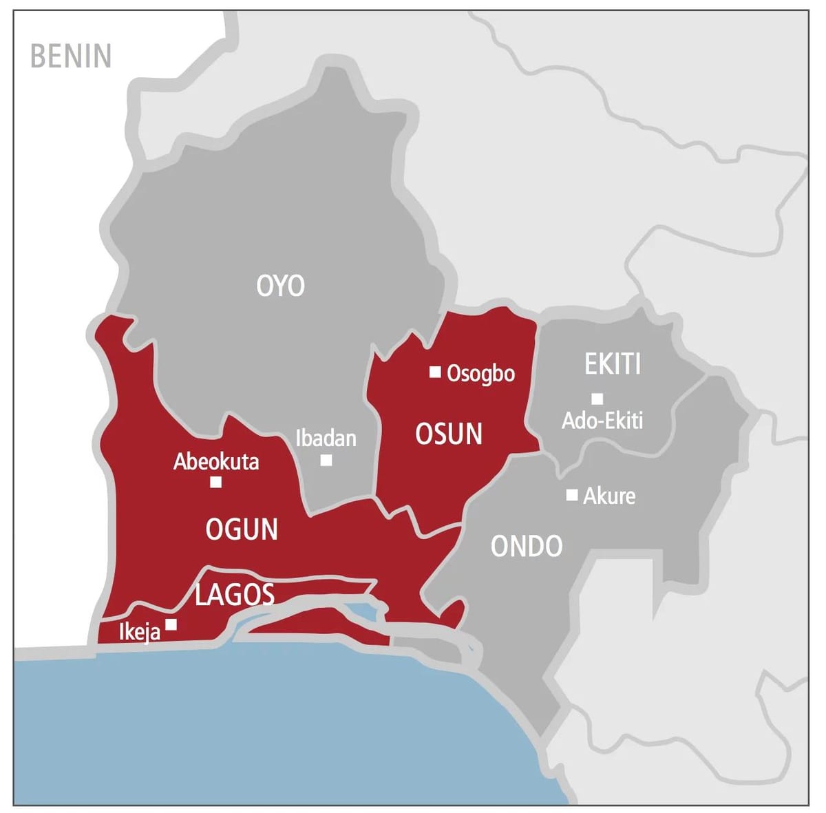 mendebaldean nigeria mapa