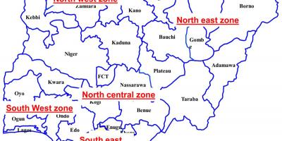 Mapa nigeria erakutsiz 36 states