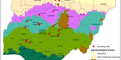 Mapa nigeria erakutsiz laborantza banaketa