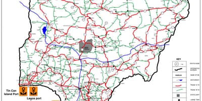 Mapa nigeria erakutsiz errepide sarea