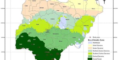 Mapa nigeria erakutsiz klima-zona
