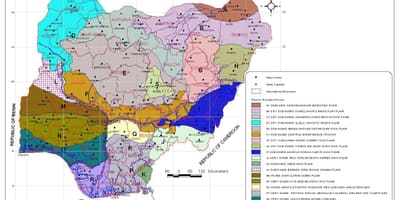 Mapa nigeria erakutsiz desberdinak landaretza tokiak
