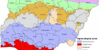 Marraztu mapa nigeria erakutsiz landaretza tokiak