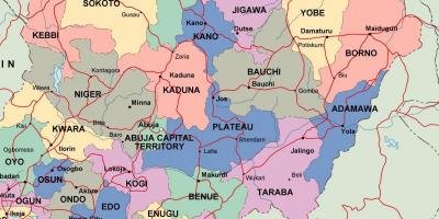 Mapa nigeria dituzten estatu eta hiri