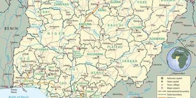 Mapa nigeria erakutsiz estatu eta hiriburuen